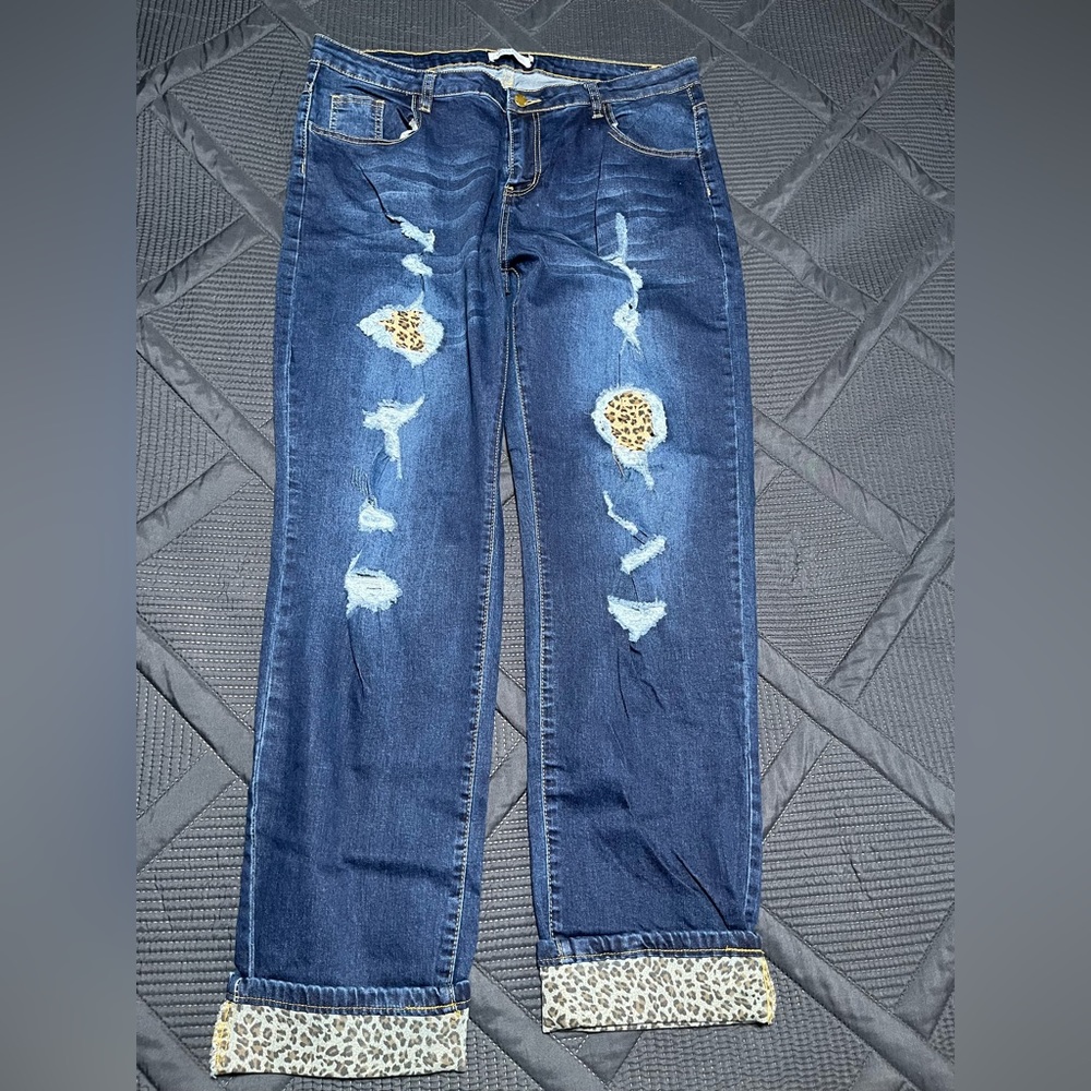 Distressed Leopard jeans